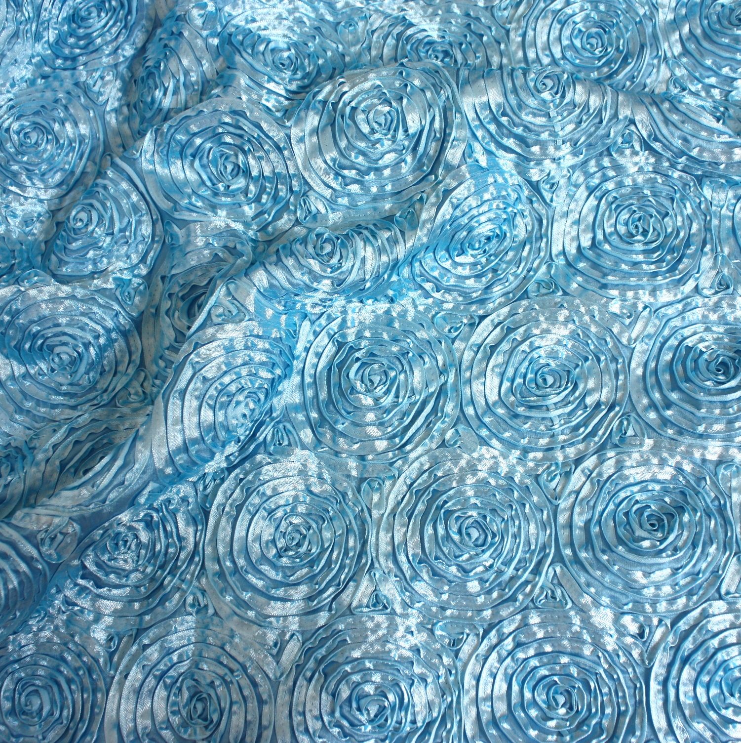 Turquoise Ribbon Swirl Taffeta - Cloth Connection